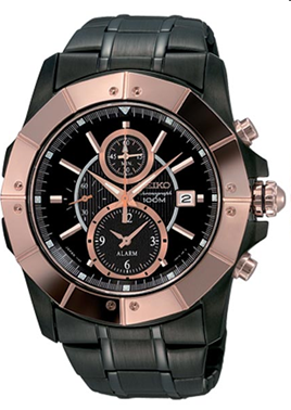 Seiko Lord SNAD03P1 Quartz Chronograph Black Gold Stainless Steel