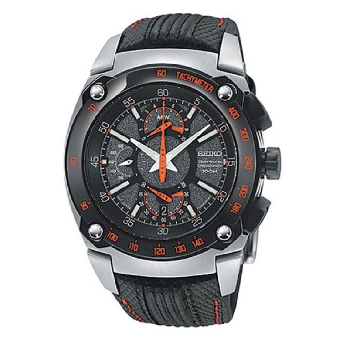 時計 SEIKO SPORTURA spc039p2 Sportura SPC039P2 Double Retrograde Chronograph Leather Strap